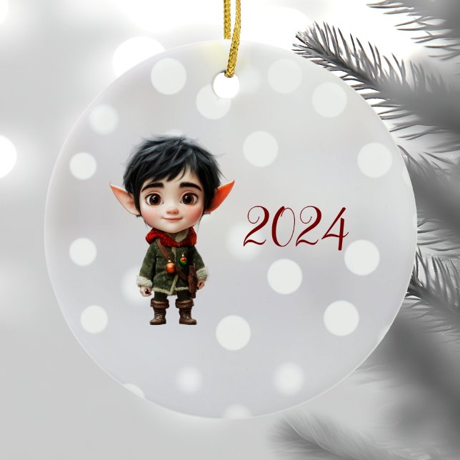 Chill Boy Christmas Elf Ceramic Ornament (Creator Uploaded)