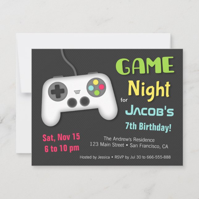 Chill Boys Video Game Night Birthday Party Invitation (Front)