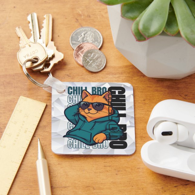 Chill Bro Cat Key Ring (Desk)