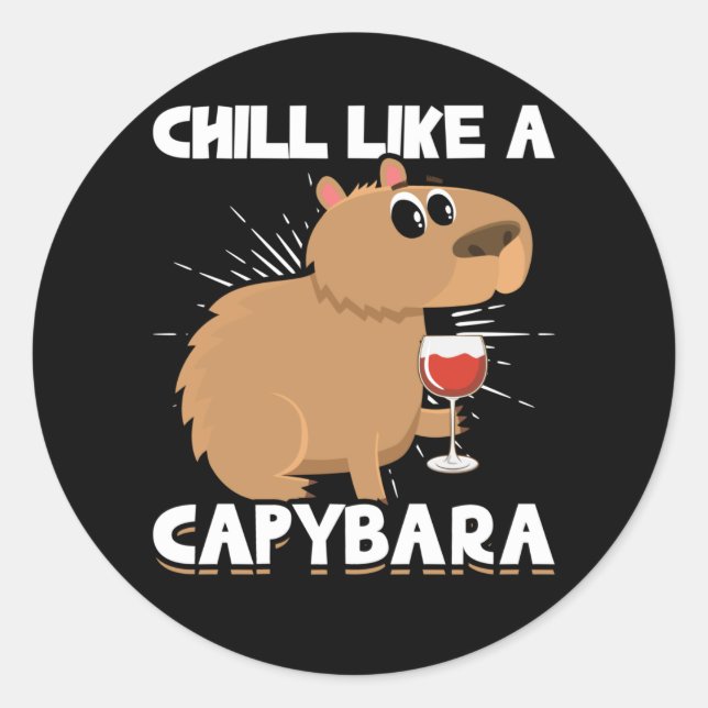 Chill Capybara Cute Animal Lover Classic Round Sticker (Front)