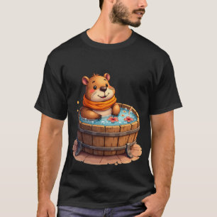 Chill Capybara Hot Tub Relaxation Watercolor Art T-Shirt