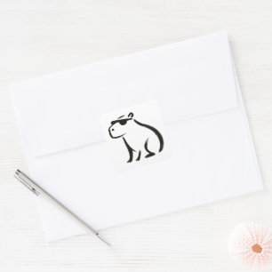 Chill Capybara – Ink Brush Design on Square Sticker