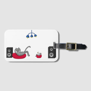 Chill Cat and Mouse Music Lovers Luggage Tag