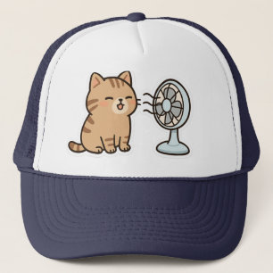 Chill Cat by the Fan – Cute Summer Sticker" Trucker Hat