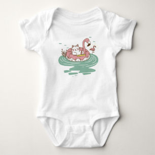 Chill Cat Flamingo Float Baby T-shirt Bodysuit