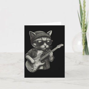 Chill Cat Playing Guitar Rock Music Funny Animal T Card