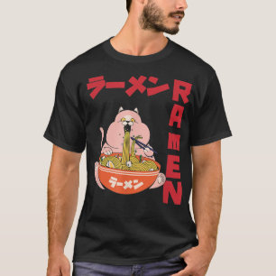 Chill Cat Ramen Anime Noodles Kawaii Japanese Sket T-Shirt