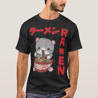 Chill Cat Ramen Anime Noodles Kawaii Japanese Sket T-Shirt