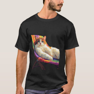 Chill Cat Relaxing On Colourful Hammock T-Shirt
