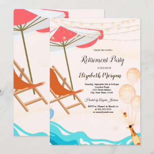 Chill Chair Balloons,Wine Retirement Party Invitation