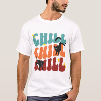 😺 Chill Chill Chill – Retro Aesthetic Black Cat S T-Shirt