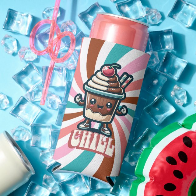 Chill Chocolate Milkshake Pun  Seltzer Can Cooler (In Situ Summer)