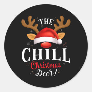 Chill Christmas Deer Pjs Xmas Family Matching  Classic Round Sticker
