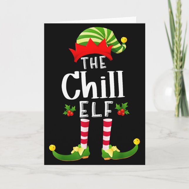 Chill Christmas Elf Matching Pajama X-mas Party  Card (Front)