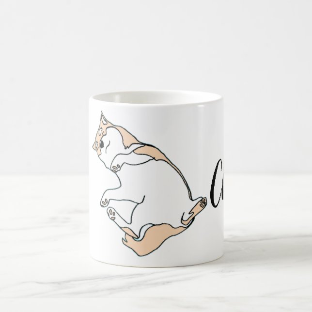 Chill Dog Mug – Cute Lazy Cat Line Art (Center)