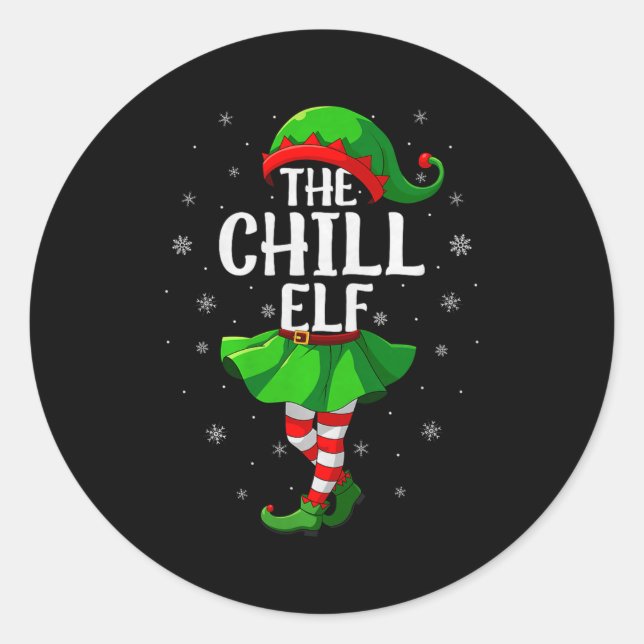 Chill Elf Christmas Girls Women Elf Squad Xmas Fam Classic Round Sticker (Front)
