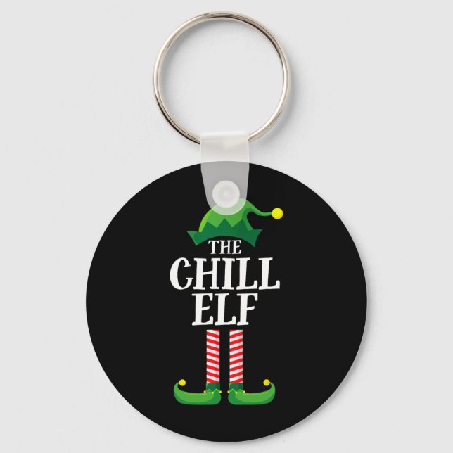 Chill Elf Matching Family Group Christmas Party  Key Ring (Front)