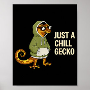 Chill Gecko Sunglasses Graphic Lizard Illustration Poster