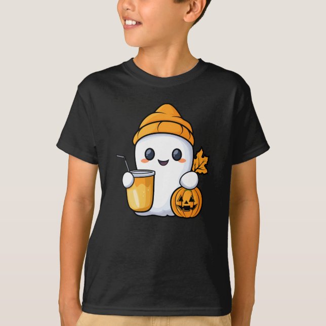 Chill Ghost Warm Coffee Cosy Fall T-Shirt (Front)