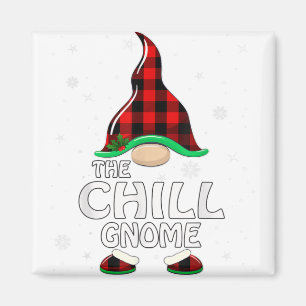 Chill Gnome Buffalo Plaid Matching Family Christma Magnet