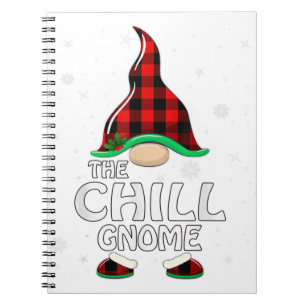 Chill Gnome Buffalo Plaid Matching Family Christma Notebook