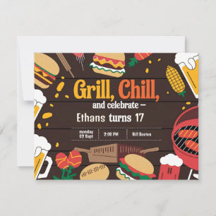 Chill Grill and Beer Birthday Invitation Card