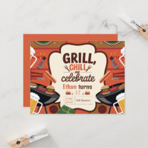 Chill Grill and Beer Birthday Invitation Card