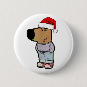Chill Guy Dog With Christmas Hat Funny Chill Guy 6 Cm Round Badge
