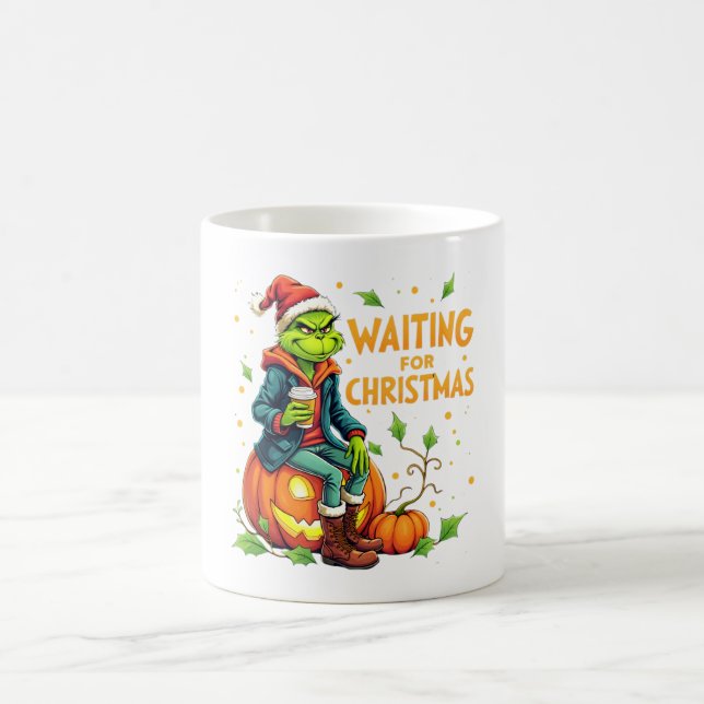 Chill Holiday Vibes  Halloween Meets Christmas on  Coffee Mug (Center)