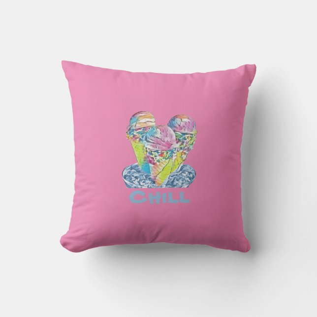 Chill Ice cream Throw Pillow (Front)