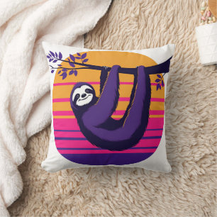 Chill Like a Sloth – Retro Sunset Sloth Cushion