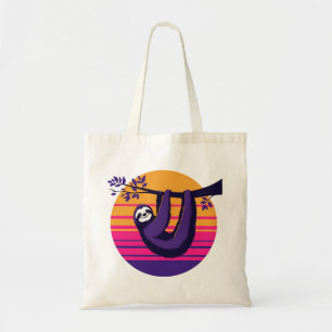 Chill Like a Sloth – Retro Sunset Sloth Tote Bag