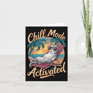 Chill Mode Activated Cat With Gles On Beach Card