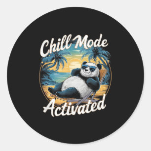 Chill Mode Activated Funny Panda Chilling In The S Classic Round Sticker
