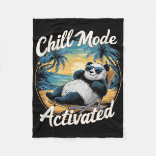 Chill Mode Activated Funny Panda Chilling In The S Fleece Blanket