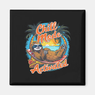 Chill Mode Activated Sloth Hammock Beach Sunset Magnet