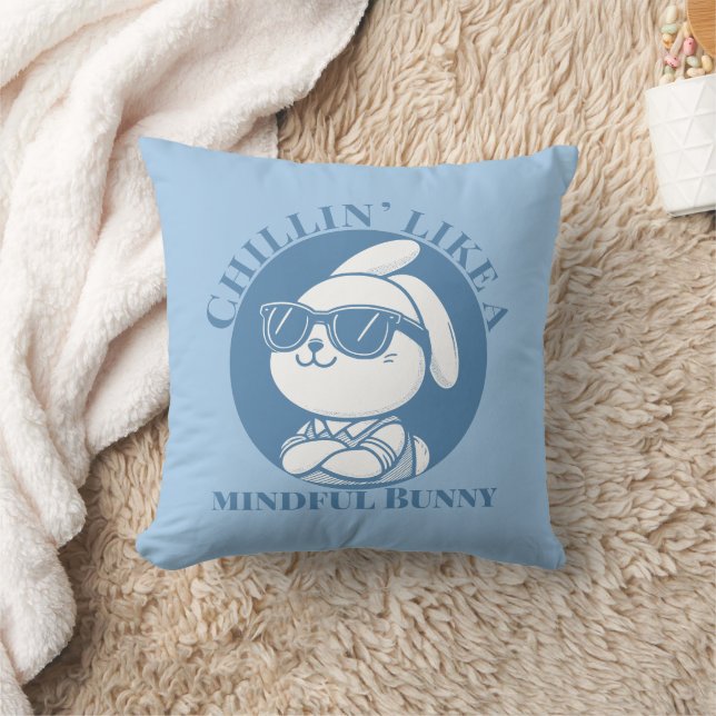 Chill Mode Mindful Bunny Relaxation  Cushion (Blanket)