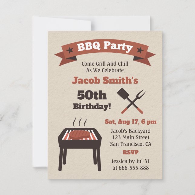 Chill Out backyard BBQ Birthday Party Invitation (Front)