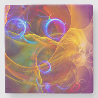 Chill Out , Colourful Digital Abstract Art Stone Coaster