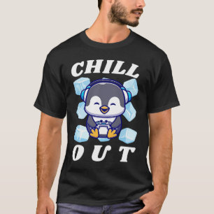 Chill Out Cute Penguin with Ice Cubes T-Shirt