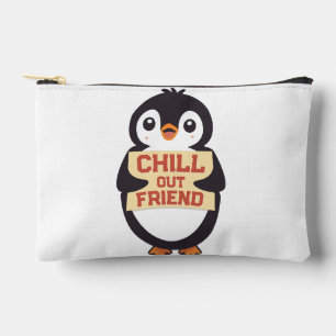 Chill out, friend: Cute Penguin Holding a Sign Accessory Pouch