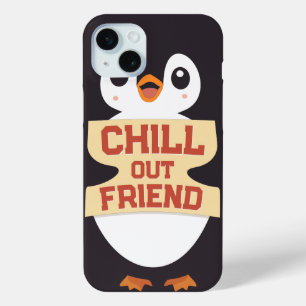 Chill out, friend: Cute Penguin Holding a Sign iPhone 15 Mini Case