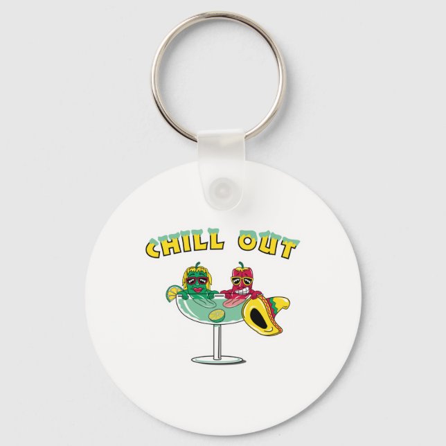 Chill Out Margarita Chilli Peppers Key Ring (Front)