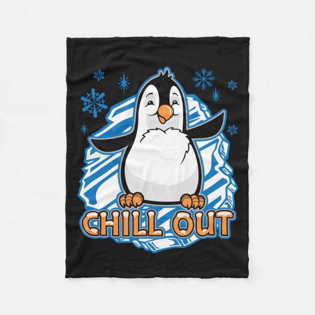 Chill Out Penguin Fleece Blanket (Front)