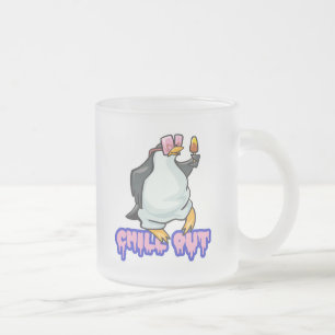 chill out penguin frosted glass coffee mug