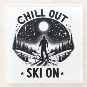 Chill out Ski on Glass Coaster