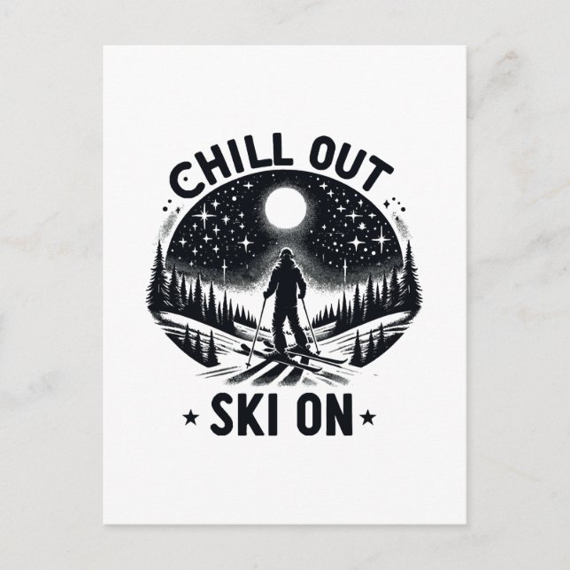 Chill out Ski on Postcard (Front)