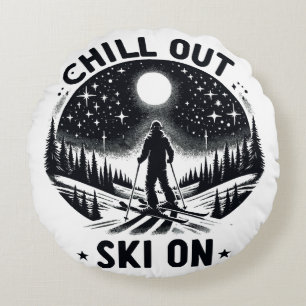 Chill out Ski on Round Cushion