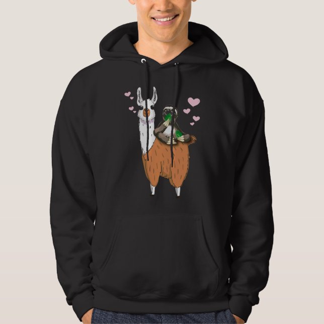 Chill Out Sloth Rides Llama Trendy Alpaca Style Hoodie (Front)