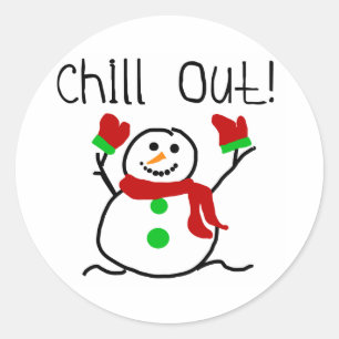 Chill Out Snowman Holidays Classic Round Sticker